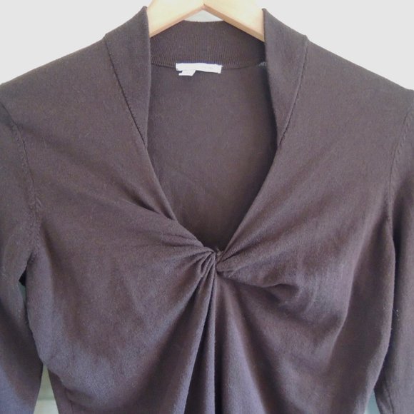 Halogen Brown Viscose Knit Knot Front Sweater S - Picture 5 of 8